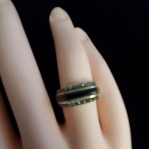 Silver and Black Stone Ring